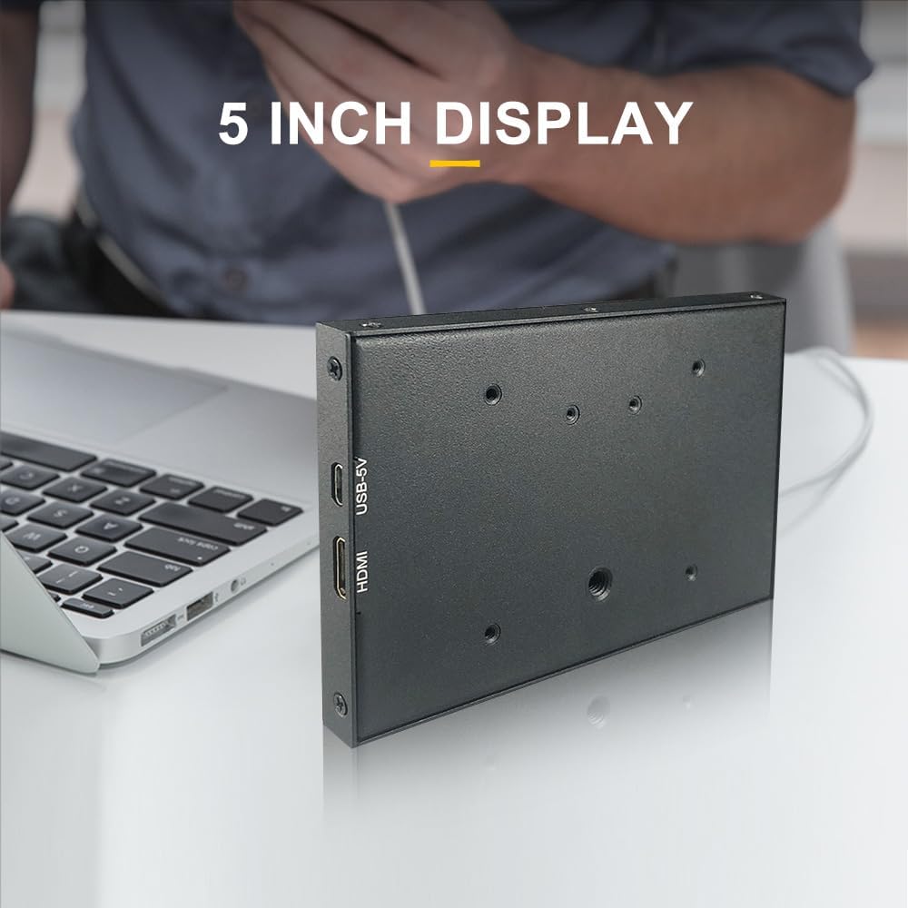 LESOWN 5 inch monitor with included mini HDMI cable for easy setup.
