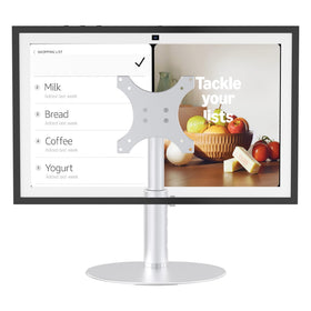 Letlar front view of stand holding Echo Show, stable desk placement