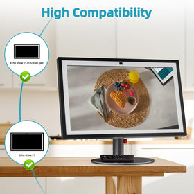 Letlar stand in kitchen with Echo Show for hands-free recipe viewing benefit