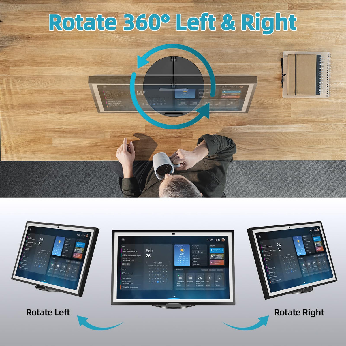 Letlar side view demonstrating tilt adjustment for comfortable viewing angles benefit versatility