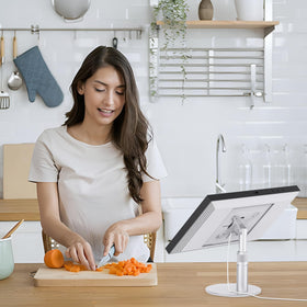 Letlar tiltable stand aluminum design complements desks and countertops.