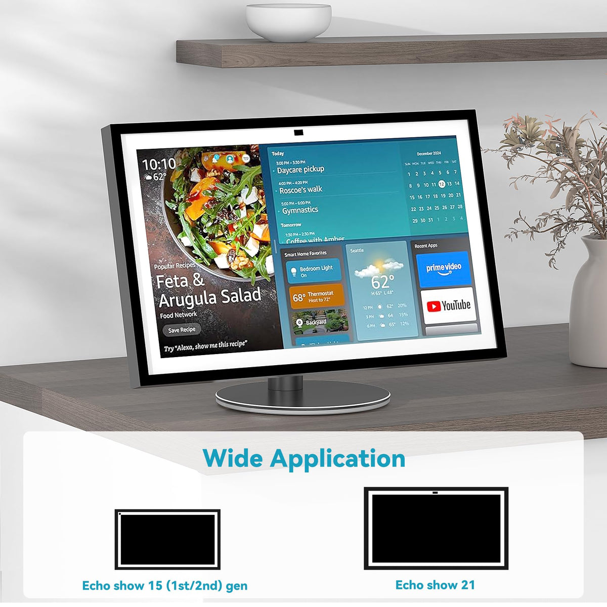 Letlar tiltable stand fits Echo Show 15 and Echo Show 21 on flat surfaces
