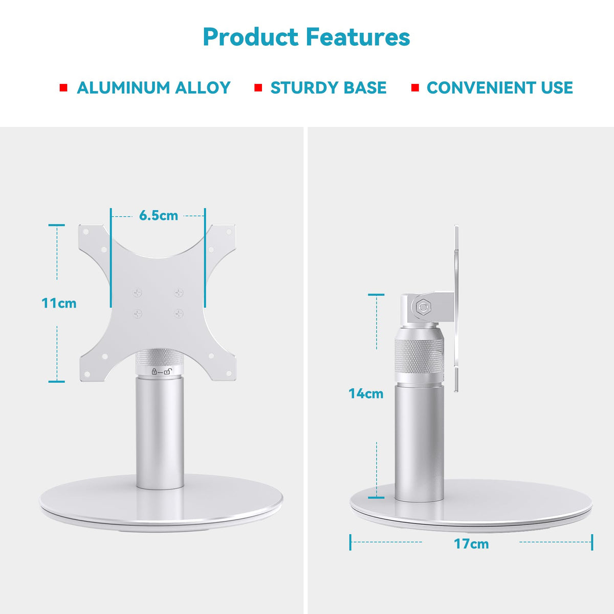 Letlar tiltable stand height boost adds 21 cm for better screen visibility.