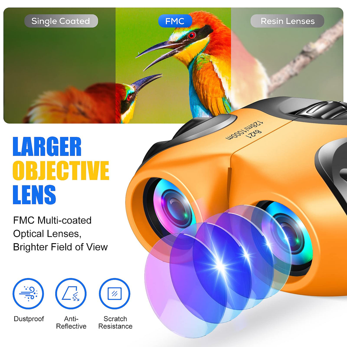 LET'S GO! Green prism optics deliver crisp, colorful scenes for nature study.