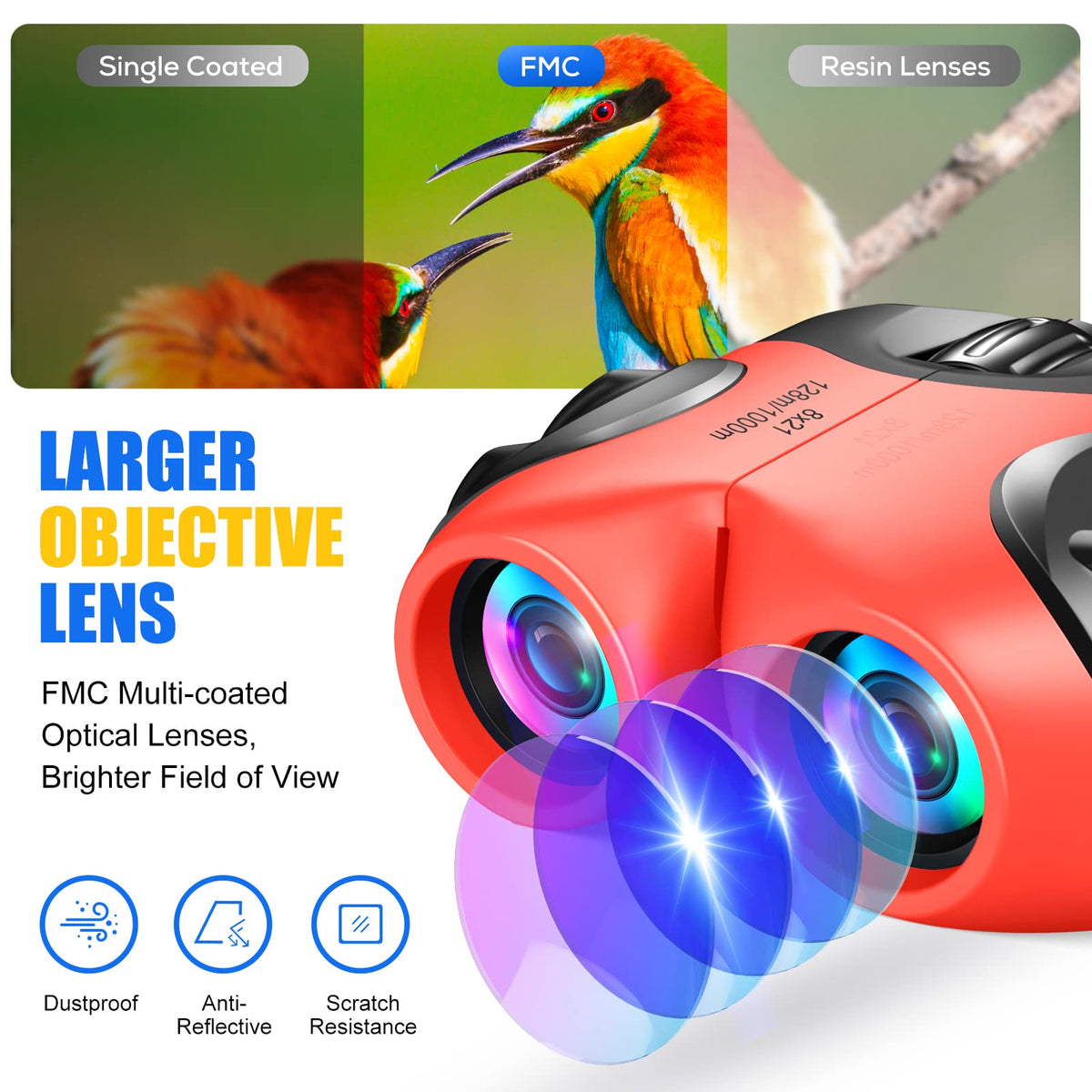 LET'S GO! green-coated optics deliver bright, realistic scenes for outdoor exploration.