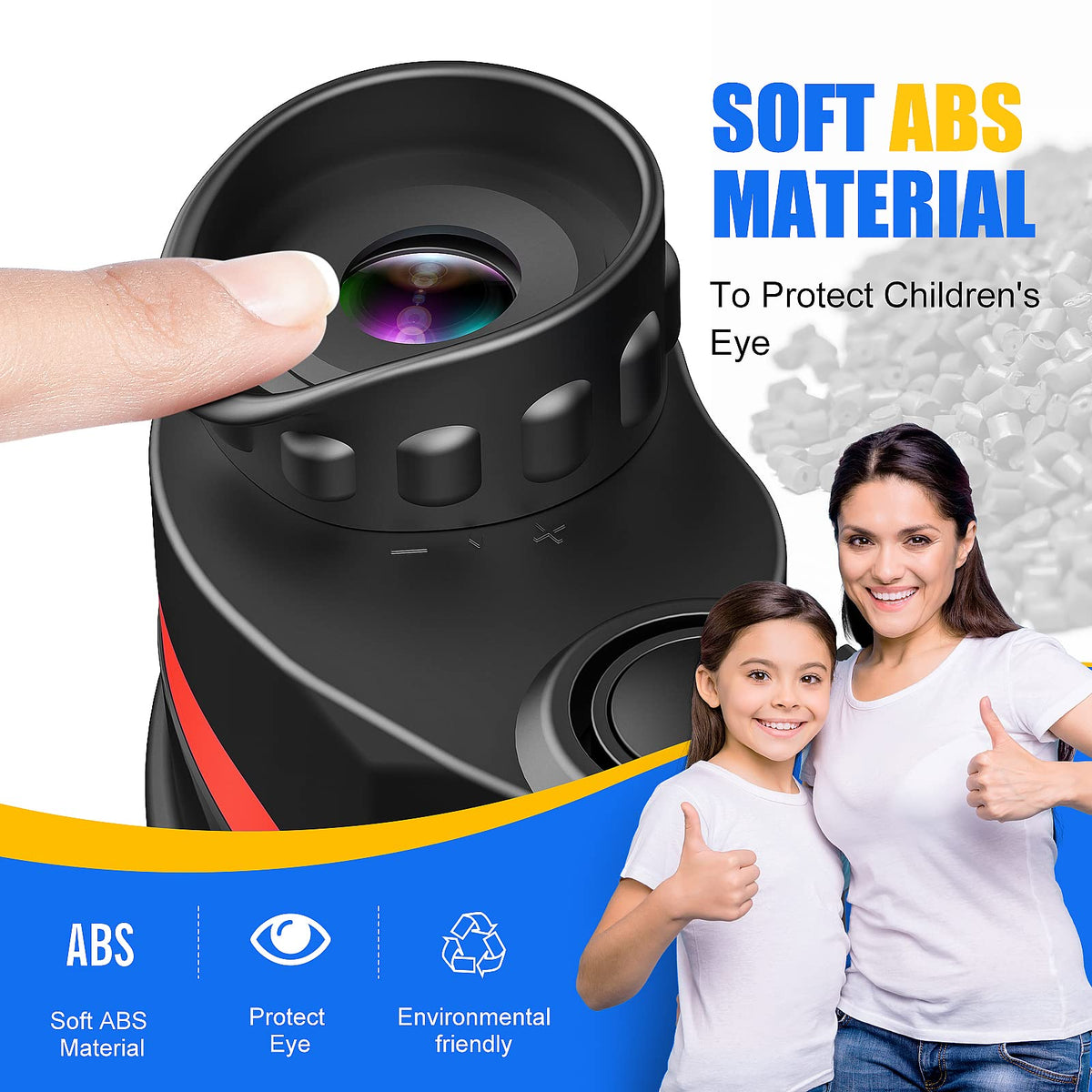 LET'S GO! kids binoculars with soft eyepieces protect eyes during adventures.
