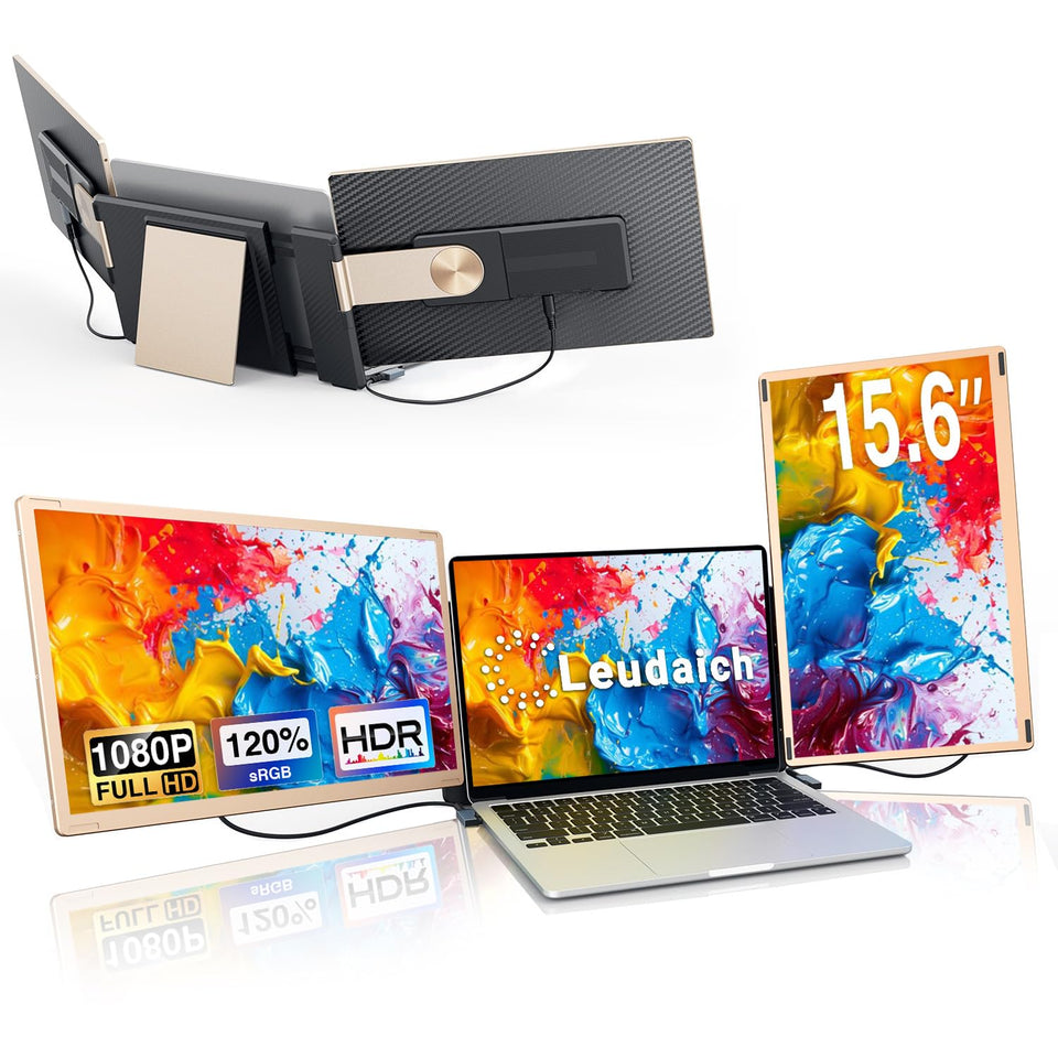 Leudaich 15.6-inch screen extender on a laptop expands workspace for productive multitasking.