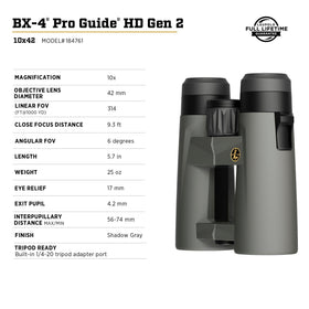Lightweight dual-hinge design enables comfortable long viewing with Leupold BX-4 Pro Guide HD.