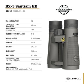 Leupold BX-5 Santiam HD open-bridge design illustrating lightweight ergonomic grip.