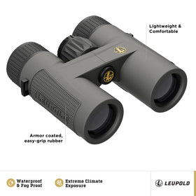 Leupold BX-4 Pro Guide HD 10x32 Shadow Gray open-bridge design for easy handling.