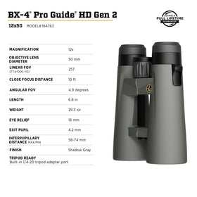 Leupold BX-4 Pro Guide HD 12x50 lightweight ergonomic body for long sessions.