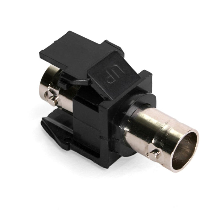 Leviton BNC QuickPort front view showing snap-in fit and neat connectivity