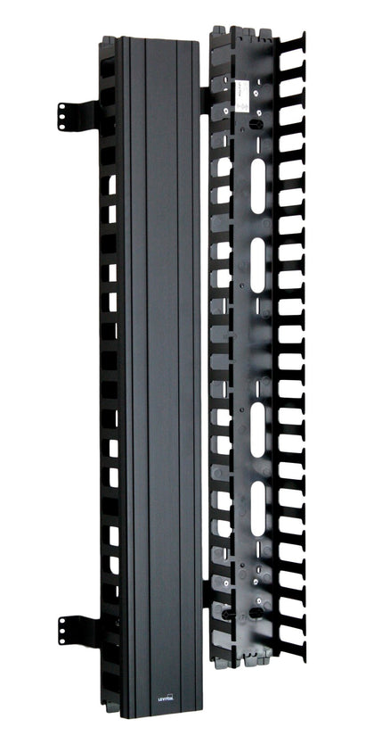 Leviton Versi-Duct vertical front-only cable management with 80-inch channel for clean server rack wiring