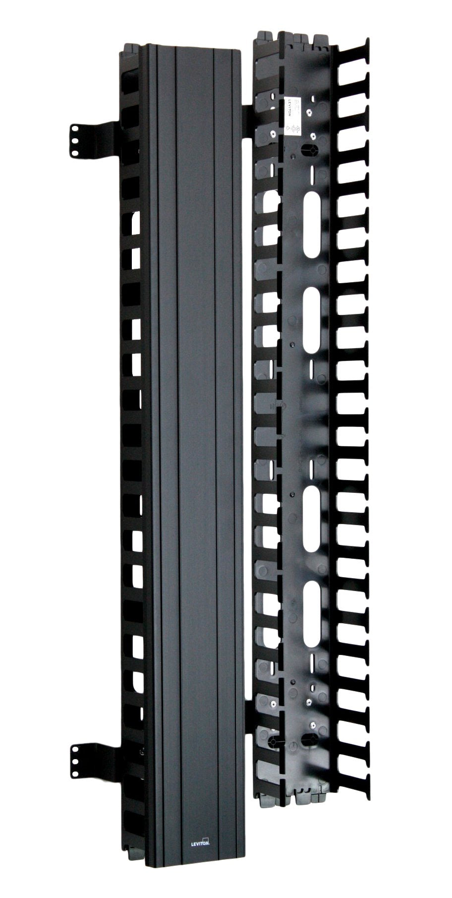 Leviton Versi-Duct vertical front-only cable management with 80-inch channel for clean server rack wiring