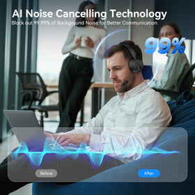 LEVN closeup of boom microphone highlighting AI noise cancellation clarity
