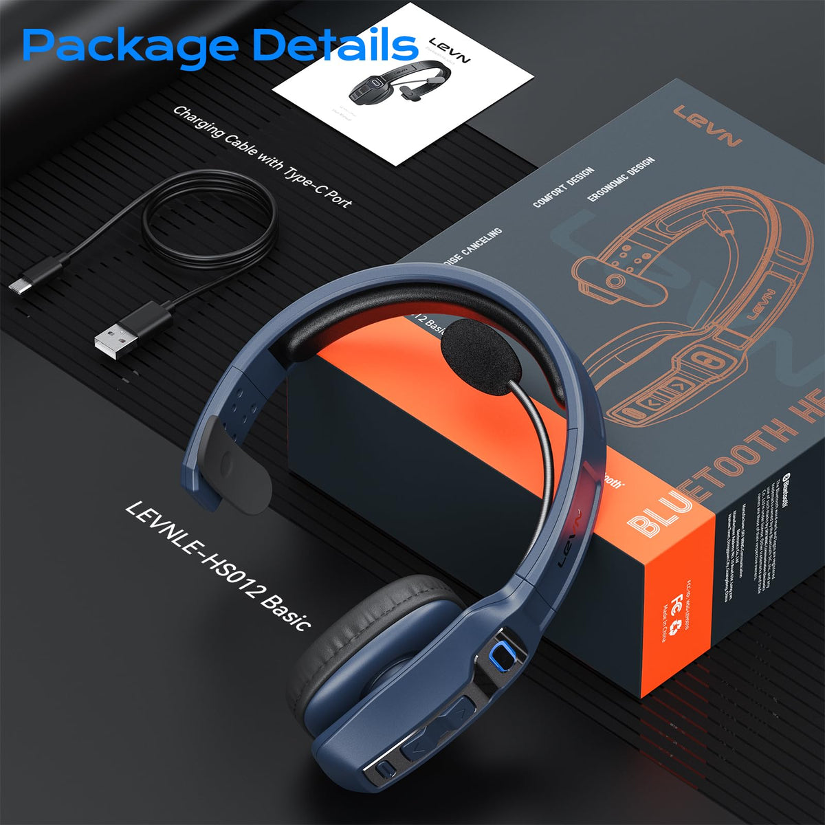 LEVN headset controls and mute switch for quick call management and privacy