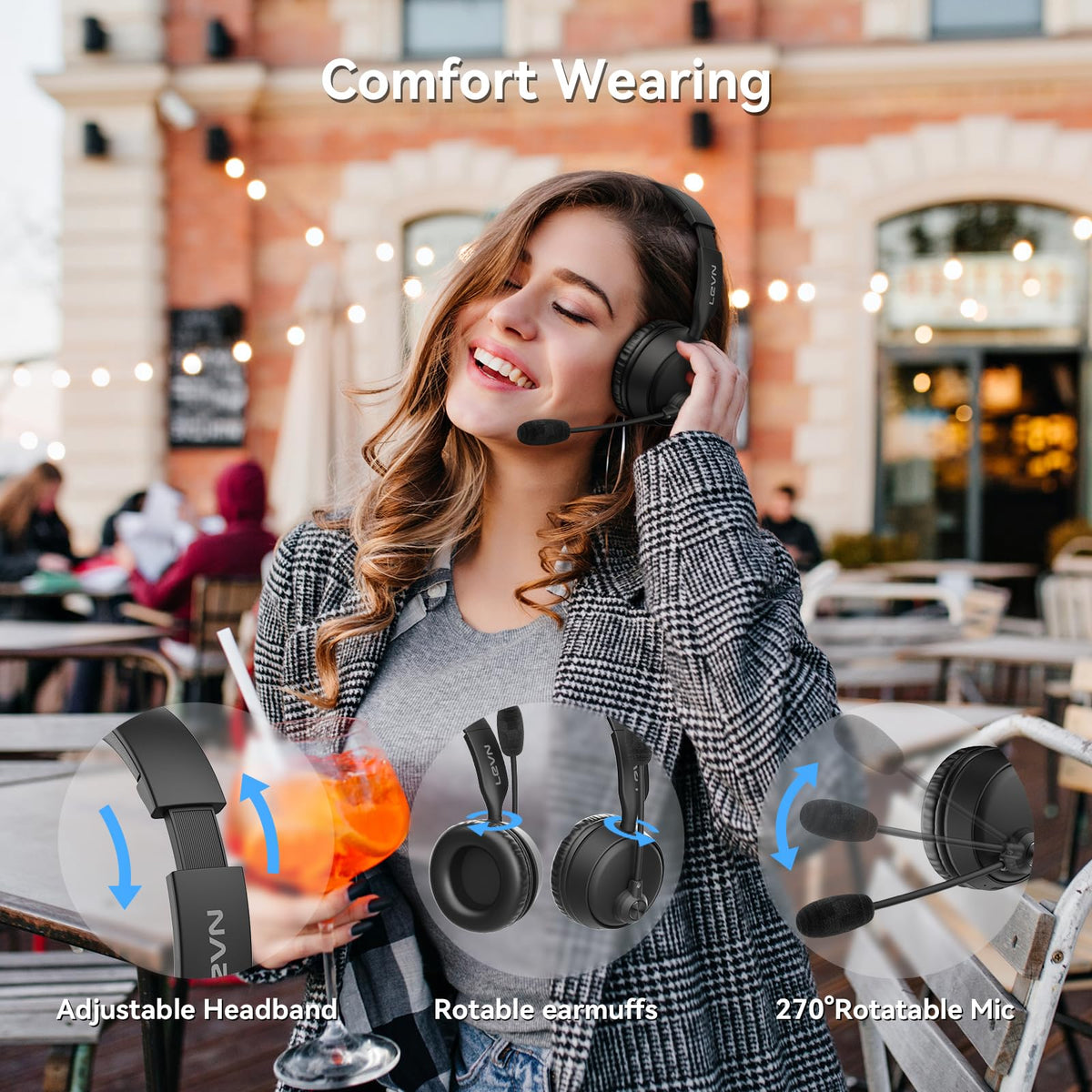 LEVN folded headset demonstrating compact portability for travel