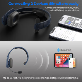 LEVN headset worn in a truck cabin showing stable connection during drives