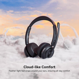 LEVN headset held in hand illustrating compact scale and portability