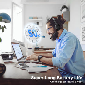 LEVN USB dongle beside headset showing plug-and-play PC connectivity benefit