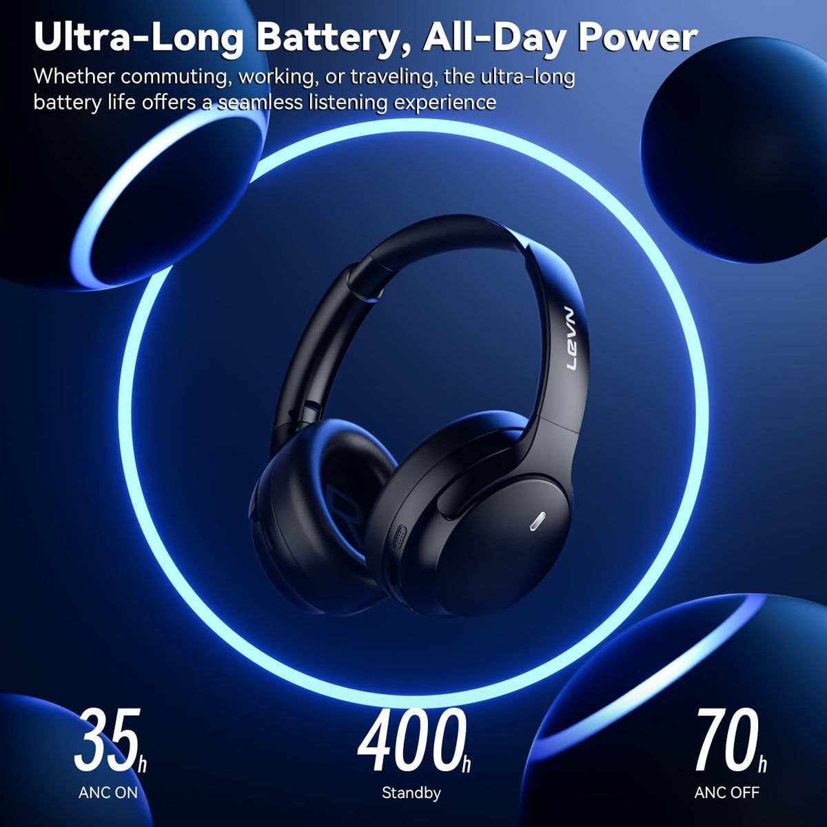 LEVN 40mm drivers highlight rich bass and clear vocals for movies.