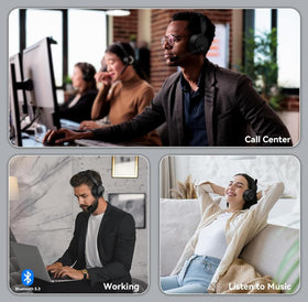 LEVN lifestyle desk setup showing headset in remote work environment benefit