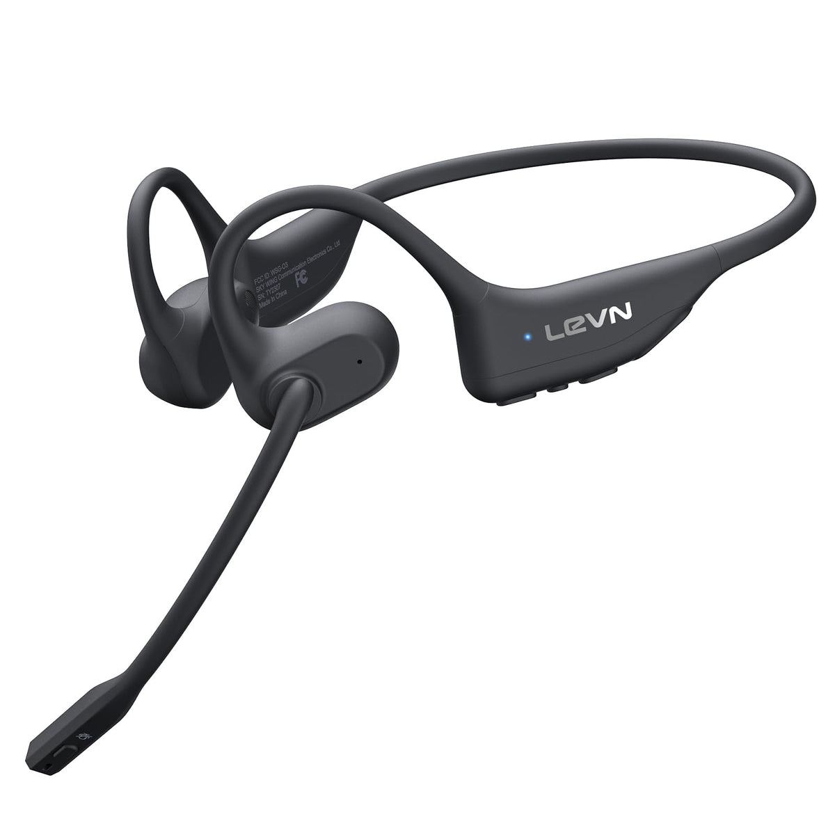 LEVN open-ear headphones with mic provide comfortable wear for all-day calls.