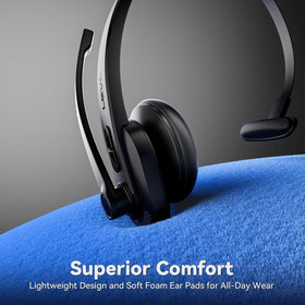 LEVN headset beside smartphone showing compact size and portability