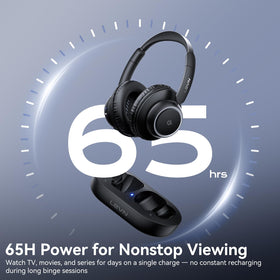 LEVN headphones beside TV remote for scale, compact space-saving benefit