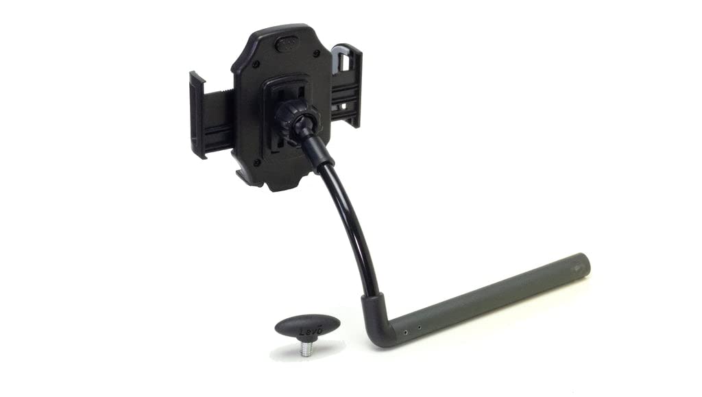 LEVO phone holder rotates with desk for easy video calls.