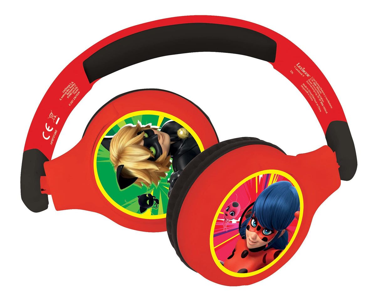 LEXiBOOK Miraculous Cat Noir headphones with adjustable fit for comfortable listening.
