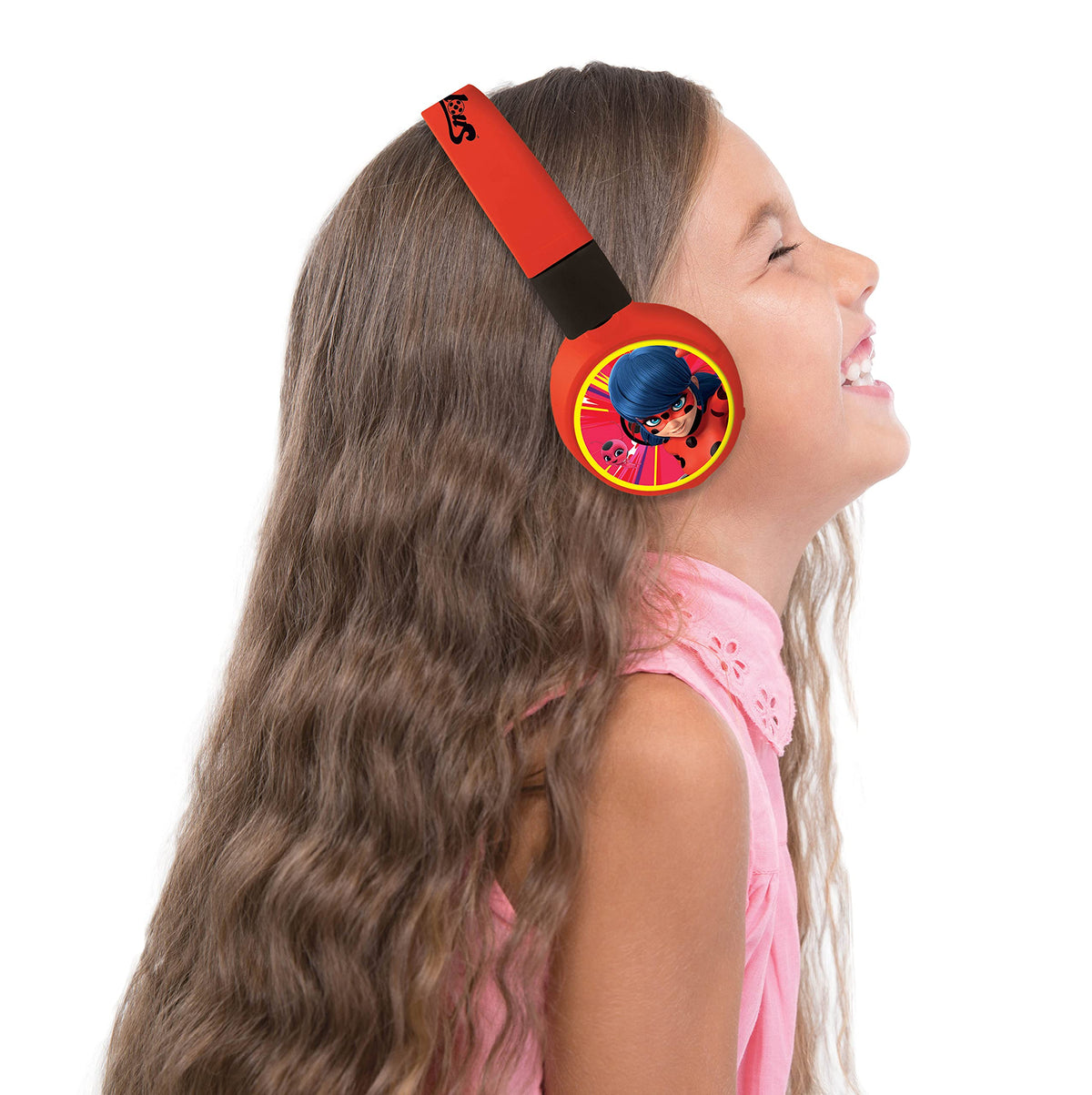LEXiBOOK Miraculous Cat Noir headphones in red and blue design.