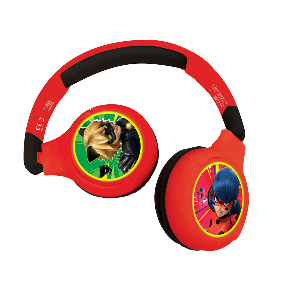 LEXiBOOK Miraculous Cat Noir wireless headphones with Bluetooth 5.0 for kids listening.