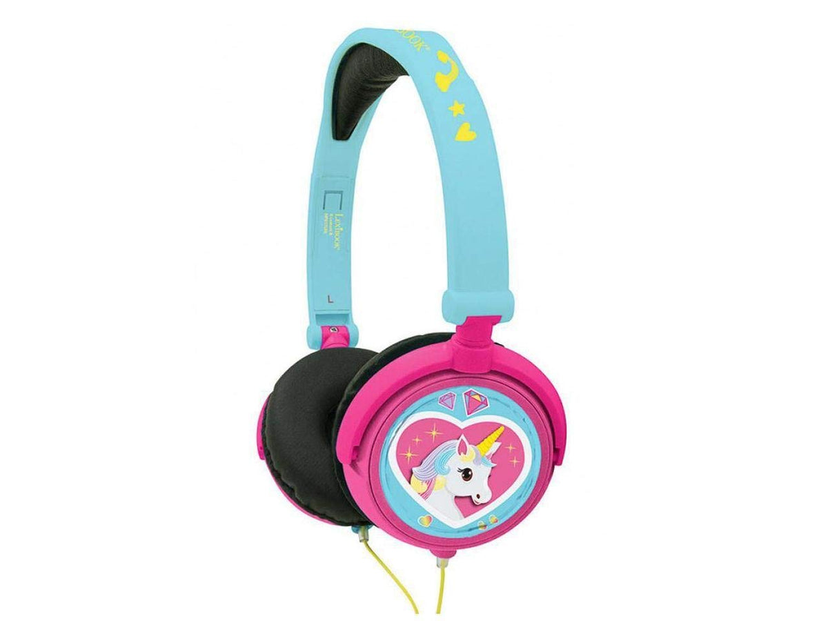LEXiBOOK Unicorn Foldable Headphones folded for easy portability