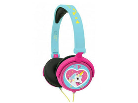 LEXiBOOK Unicorn Foldable Headphones on head provide comfortable fit