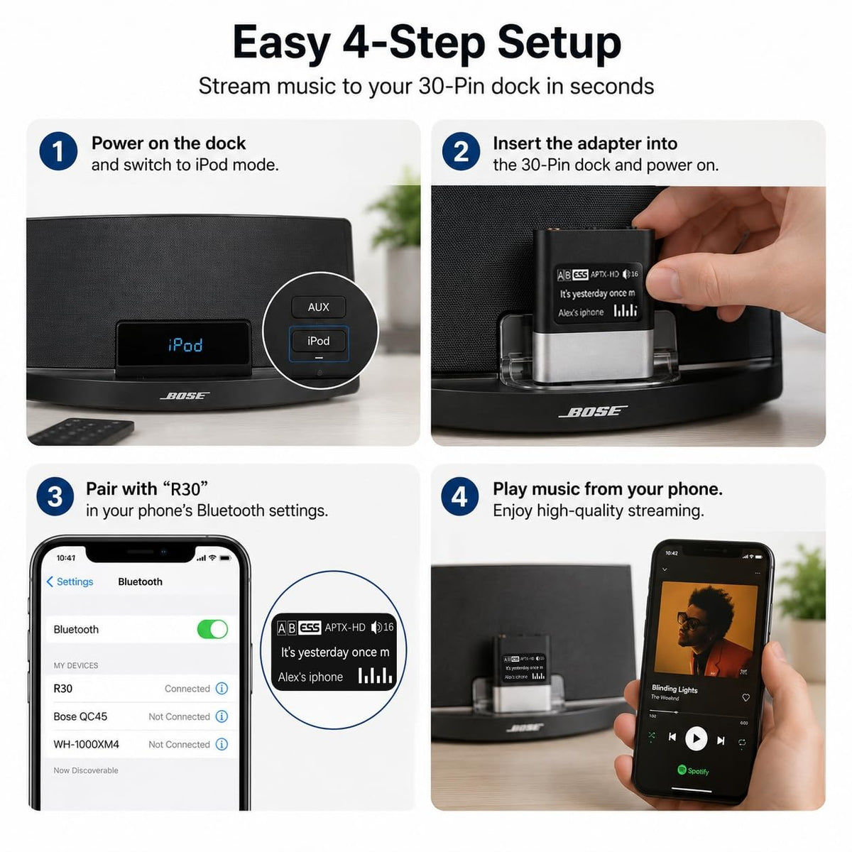 LEZIRLOA rugged 30-pin dock connector ensures a stable, wobble-free fit.