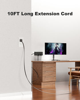 LeZone full 10ft cord stretched to show extended reach to outlets