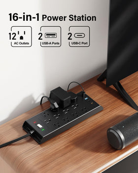 LeZone ultra-thin flat plug tucked behind furniture for space-saving placement