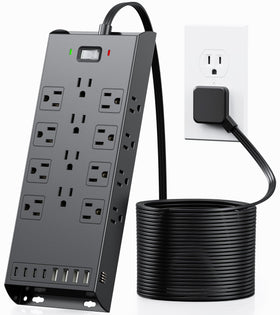 LeZone front view showing 20 outlets and 8 USB ports for dense charging