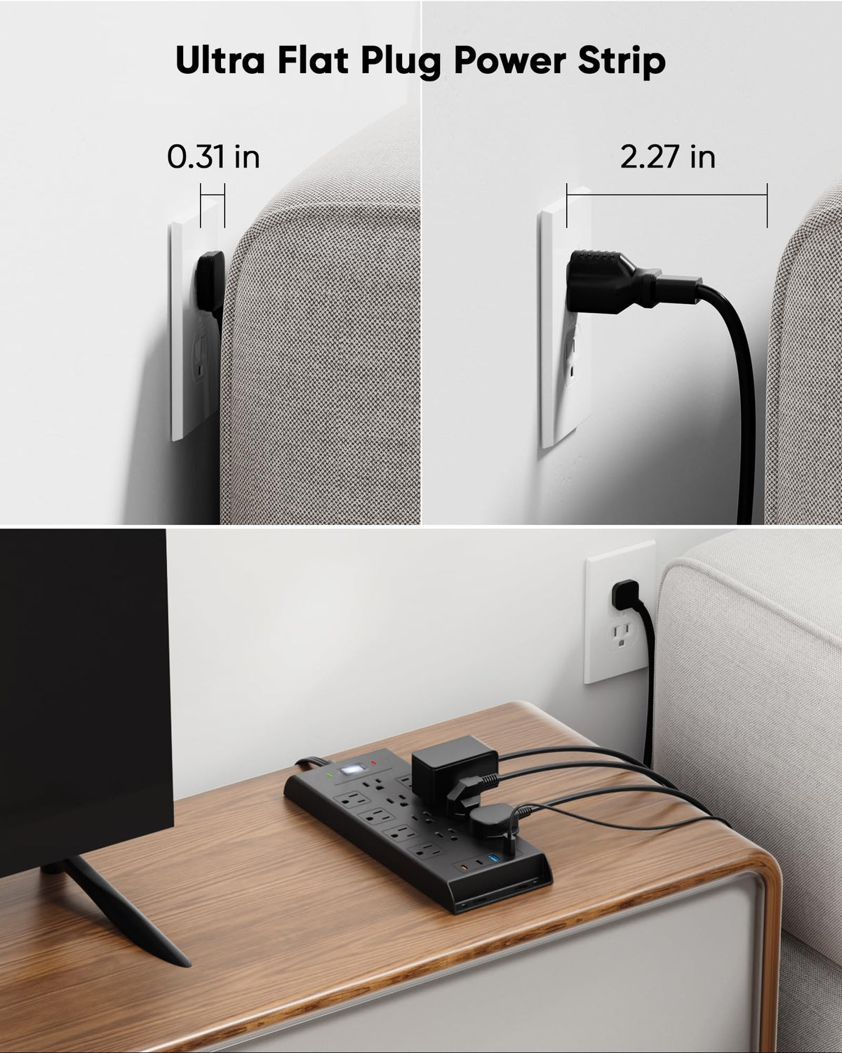 LeZone surge protector USB-A ports providing fast charging and clutter control.