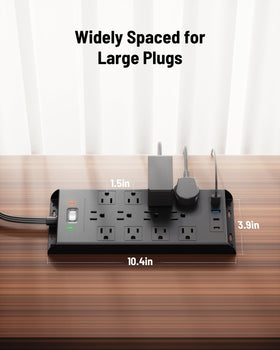 LeZone surge protector wall-mount design keeps cables tidy and surfaces clear.