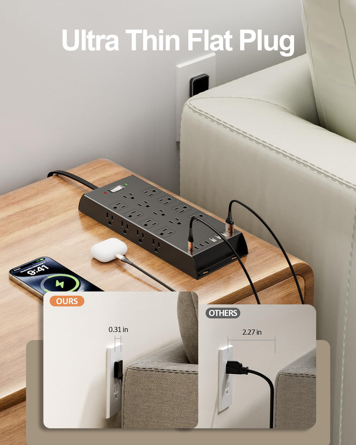 LeZone USB and USB-C ports detail for fast convenient device charging