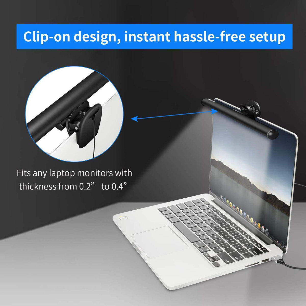 LFNOWN laptop monitor light bar illuminated keyboard view reduces screen glare