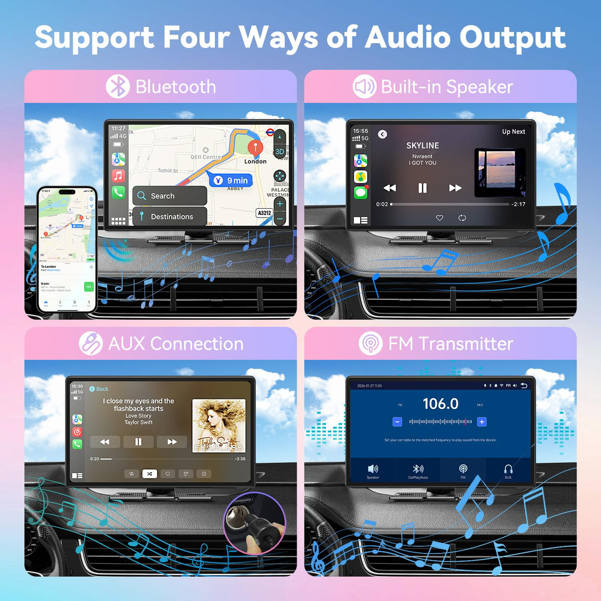 LFomni car screen provides multiple audio outputs for flexible sound
