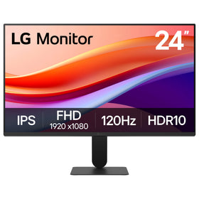 LG 24U411A-B front view shows slim bezels for a clean, focused setup