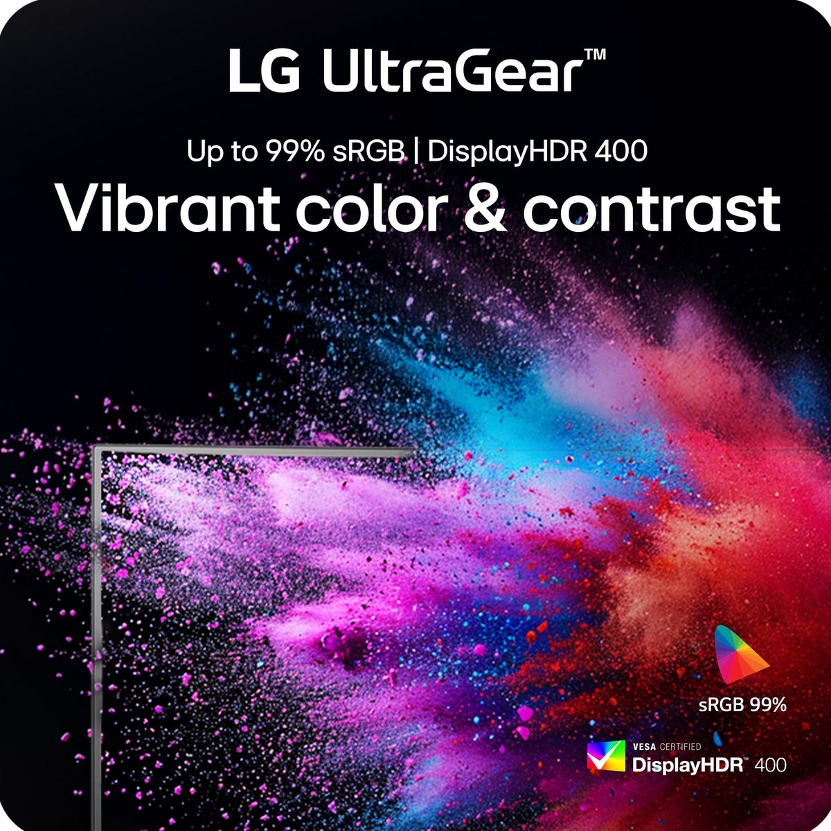 LG 27G610A-B 1ms GTG response minimizes motion blur in rapid scenes.
