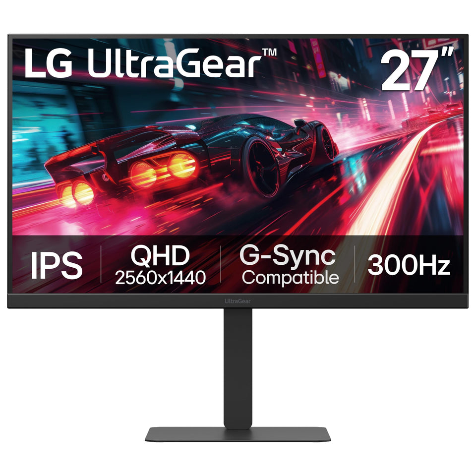 LG 27G640A-B front view highlighting 300Hz gaming speed.