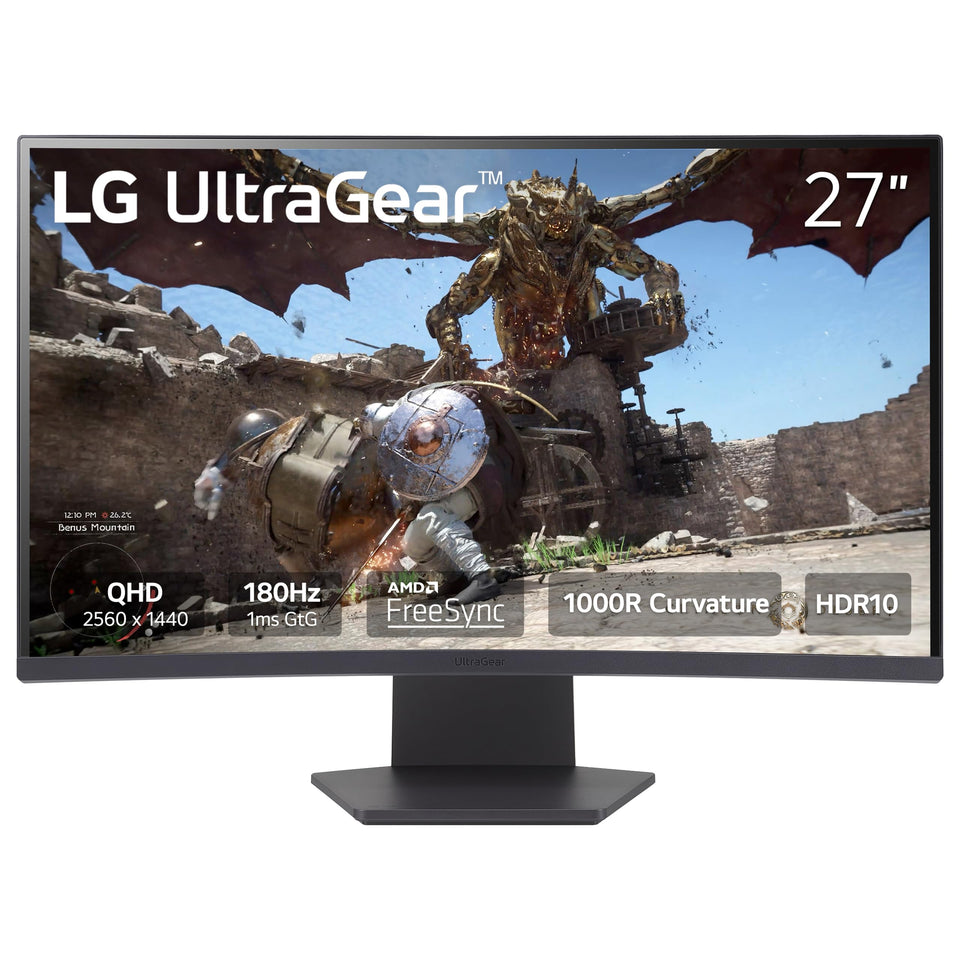 LG 27GS60QC-B Ultragear curved monitor for immersive gaming.