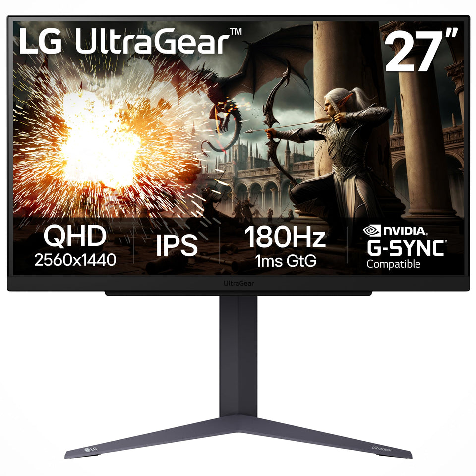 LG 27GS75Q-B Ultragear front view for vivid QHD gaming visuals.