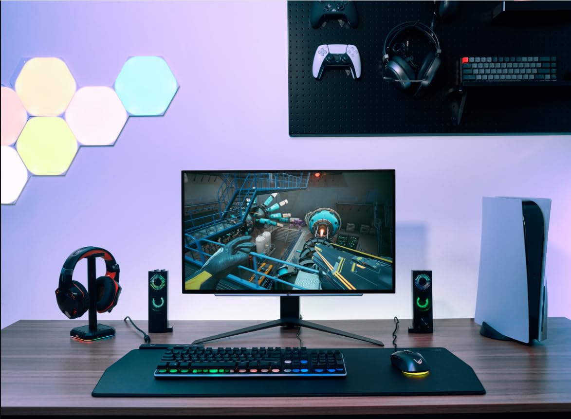 LG 27GS95QE Ultragear OLED monitor side profile showing slim design for desks